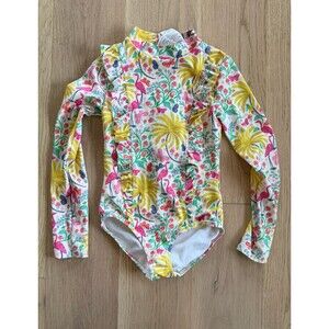 Boden Kids Floral Long Sleeve Front Zip Swimsuit rash guard 7-8 7 8 Years Suit